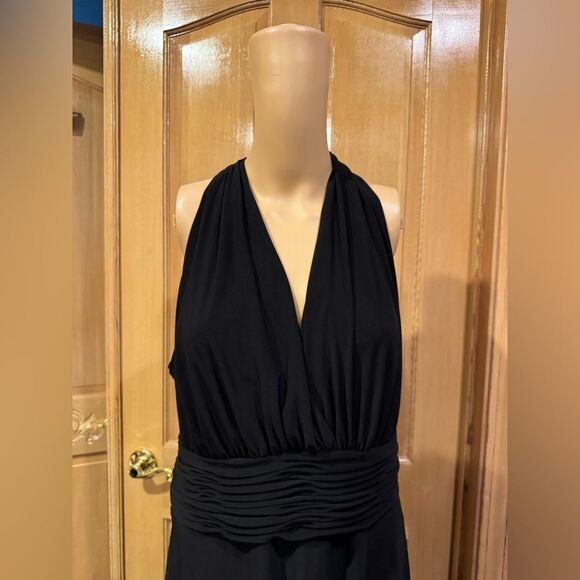 Evan Picone Black Halter Top V-Neck Plus Size Dress SZ 16 - Picture 2 of 6